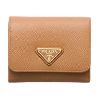 PRADA Saffiano Leather Wallet Small Size Women's Natural
