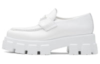 PRADA Brushed Leather Pointy Monolith Loafers 'White' Women's