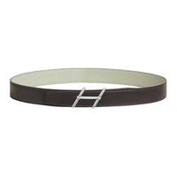 HERMES Calfskin Leather Belts Men's Brown/Green Width 3.2CM