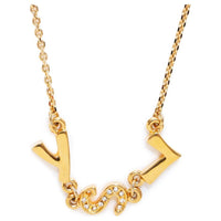 SAINT LAURENT Gold Plated Ysl Rhinestone Necklace