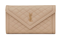 SAINT LAURENT GABY Lambskin Wallet Large Size Women's Dark Beige