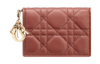 DIOR Lady Dior Rusty Lambskin Card Holder Women's Red