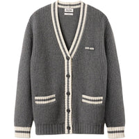 MIU MIU Silk Cashmere Cardigan Slate Grey