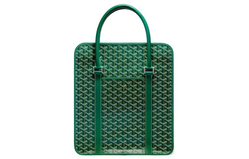 GOYARD Bourgogne Canvas With Leather Handbag Unisex Green