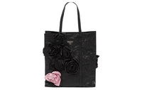 PRADA Soft Sheep Leather Tote Bag Shopping Bag Handbag Medium Size Women's Black