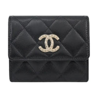 CHANEL Calfskin Card Holder Women's Black