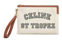 CELINE Fabric And Cow Leather Clutch Small Size Women's Natural Color/Tan