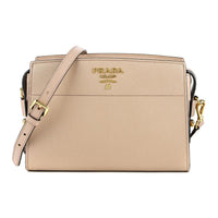 PRADA Calfskin Shoulder Bag Women's Beige