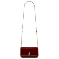 SAINT LAURENT Patent Leather Shoulder Bag, Crossbody Bag Women's Burgundy