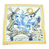 CELINE 100% Silk Scarves Women's Blue
