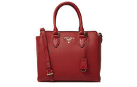 PRADA Saffiano Leather Shoulder Bag Crossbody Bag Handbag Women's Red
