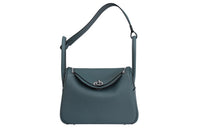 HERMES Lindy Clemence Bullock Leather Handbag Shoulder Bag Women's Y7 Bleu Orage Hurricane Blue