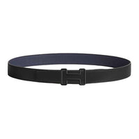 HERMES Stainless Steel Leather Belts Men's Black Width: 3.2CM