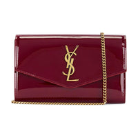 SAINT LAURENT Patent Leather Wallet Women's Garnet