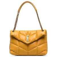 SAINT LAURENT LOULOU Leather Handbag Shoulder Bag Medium Size Women's Yellow