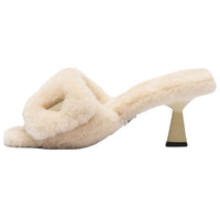 PRADA 65mm Triangle-logo Shearling Mules