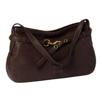 MIU MIU Aventure Lambskin Shoulder Bag Women's Briarwood