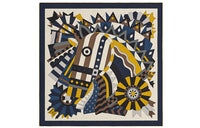 HERMES Silk Scarves Women's Marine Blue/Natural