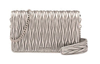 MIU MIU Leather Small Square Bag Shoulder Bag Crossbody Bag Women's Silver