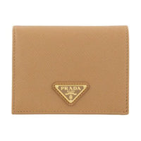 PRADA Leather Wallet Women's Beige