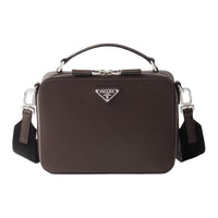 PRADA Saffiano Leather Shoulder Bag Crossbody Bag Handbag Medium Size Women's Coffee