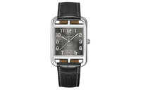 HERMES Cape Cod Wrist Watch Quartz Movement Crocodile Leather Strap Gray Dial Men's Watches