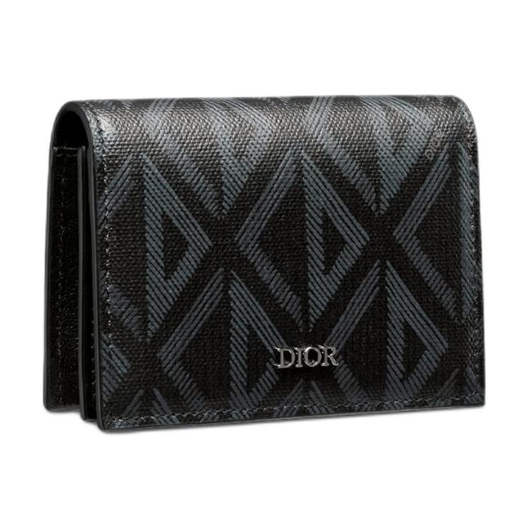 DIOR CD Diamond Cotton Card Holder Men's Black