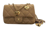 CHANEL Sheepskin Shoulder Bag Crossbody Bag Mini Women's Brown