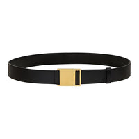 SAINT LAURENT Logo Identification Calfskin Leather Belts Women's Black Width: 3cm
