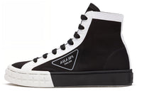 PRADA Canvas Shoes Women's High Top Black White