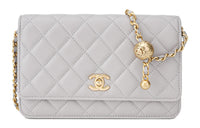 CHANEL WOC Sheepskin Shoulder Bag, Crossbody Bag Mini Women's Gray
