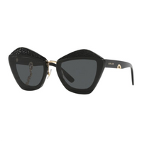 MIU MIU Acetate Irregular Shape Sunglasses Women's Black