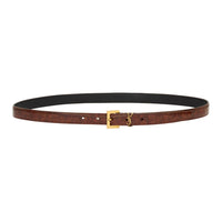 SAINT LAURENT Calfskin Leather Belts Women's Brown Width  2CM