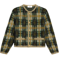 CELINE Checkered Button Up Cardigan