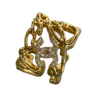CHANEL Metal, Crystal, Rhinestone Rings Women's Gold