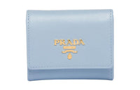 PRADA Saffiano Leather Wallet Mini Women's Light Blue