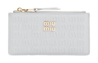 MIU MIU Calfskin Card Holder Women's Gray