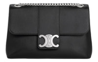 CELINE Cow Leather Portable Crossbody Bag Shoulder Bag Women's Black