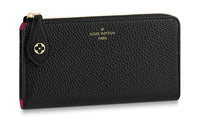 LOUIS VUITTON Grained Cow Leather Wallet Women's Black