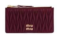 MIU MIU Nappa Leather Wallets Card Holders Women's Burgundy
