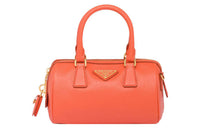PRADA Saffiano Leather Shoulder Bag Crossbody Bag Handbag Women's Orange