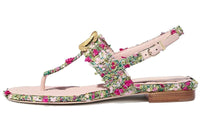 CHANEL One Strap Sandals Women's Green Pink Red White