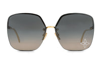 LOUIS VUITTON Metal Irregular Shape Sunglasses Women's Gold