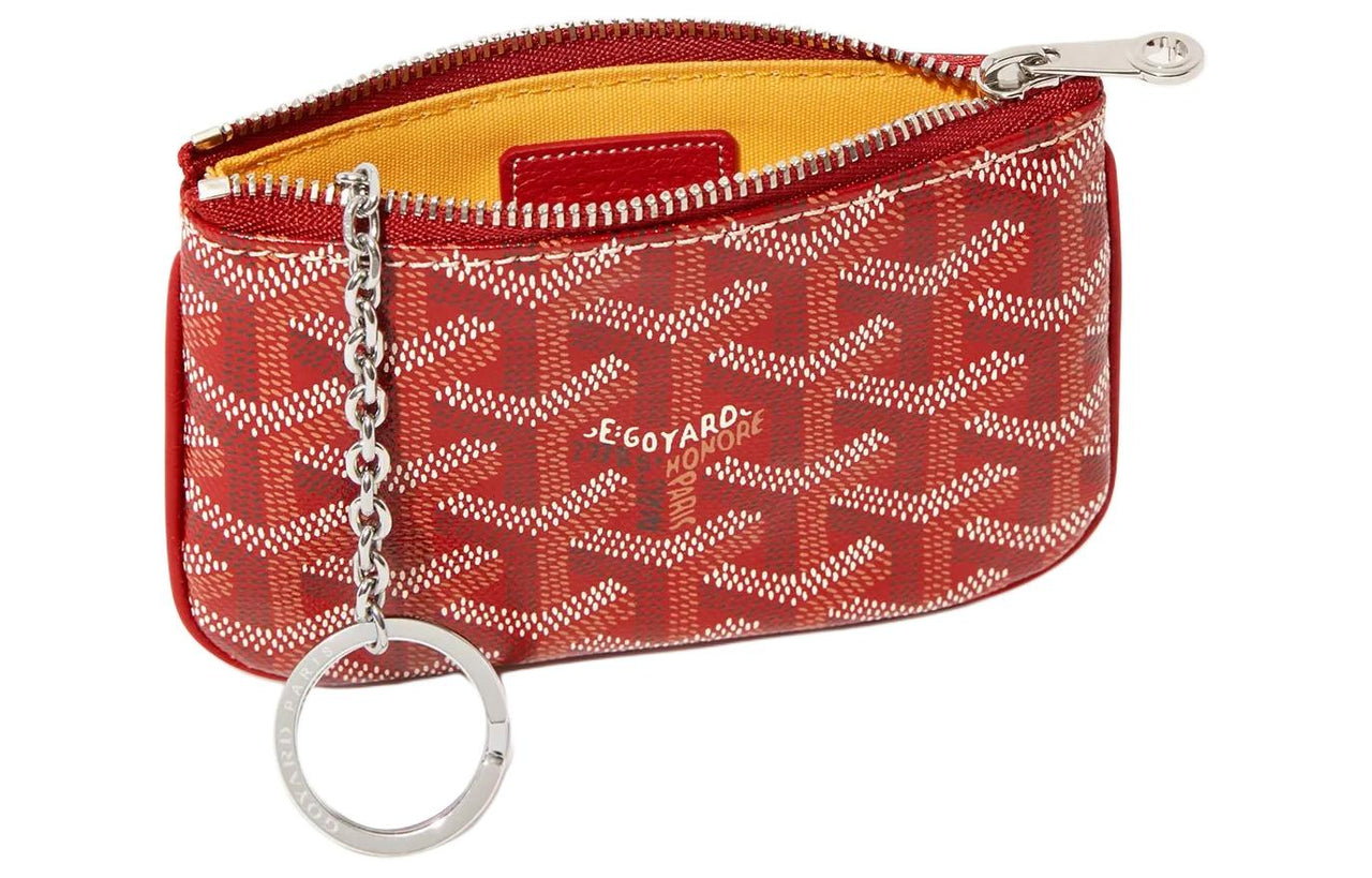 GOYARD Canvas With Calfskin Key Pouch Nano Unisex Red