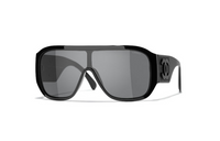 CHANEL Irregular Shape Sunglasses Women's Black
