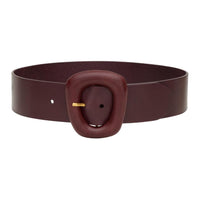 SAINT LAURENT Calfskin Brass Leather Belts Women's Red Width 5.5CM