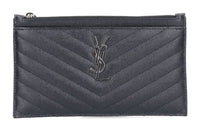 SAINT LAURENT Monogram Quilting Calfskin Wallets Clutches Regular Women's Black