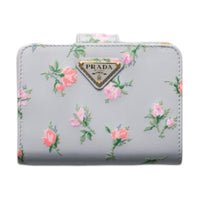 PRADA Leather Wallet Women's Pearl Gray
