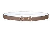 HERMES Double-Sided Cut-Out Decoration Smooth Buckle Leather Belts Women's Light Brown Width: 2.4cm