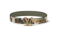 LOUIS VUITTON 24 Early Spring Plaid Decoration Smooth Buckle Leather Belts Men's Multicolor Width: 4CM